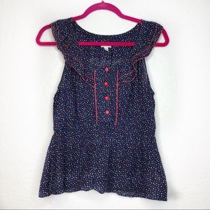 Anthropologie Odille Navy blue peplum Top size 2💙